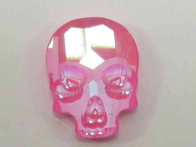 4 pcs. 10x7.5mm SKULL ULTRA PINK FLATBACK European Rhinestones